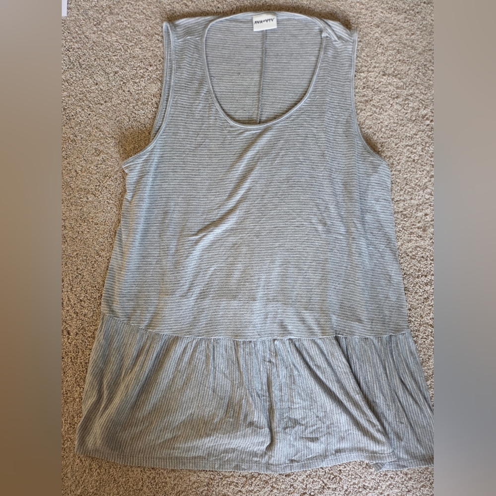 Ava & Viv Gray Striped Tank Top Fits Like Large